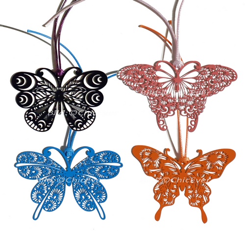 4er Set Lesezeichen Bookmark Schmetterlinge Metall schwarz blau orange rosa 3027 - zum Schließen ins Bild klicken